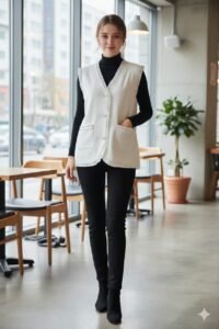 Gilet Boteli effet fourrure en perles blanc cassé