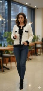 Cardigan blanc femme style chanel