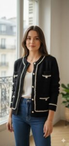 Cardigan en maille bouclée noire Cardigan en maille bouclée noire