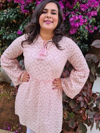 chemisier brodé rose femme Brocand