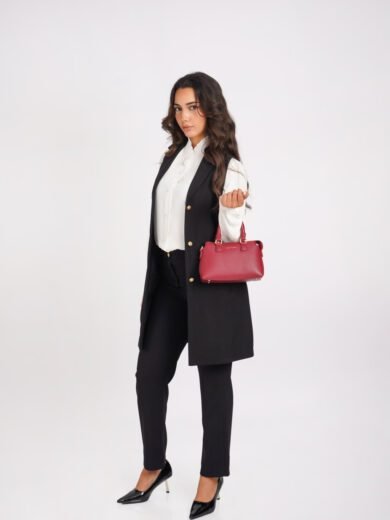 GILET NOIR Femme Crêpe Col Revers