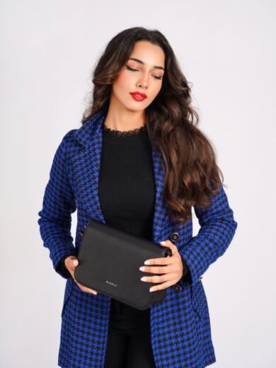 VESTE ROYAL LONGUE – Veste Femme Pied-de-Poule en Laine Mélangée