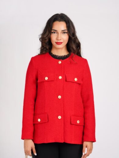 VESTE BOUCLE – Veste Femme Ajustée en Tweed Laine & Coton