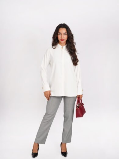 chemise femme col officier en crêpe coton blanc CHEMISE IGLO BL