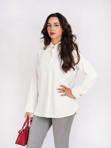 chemise femme col officier en crêpe coton blanc CHEMISE IGLO BL