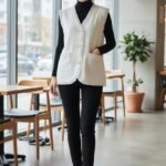 Gilet Boteli effet fourrure en perles blanc cassé