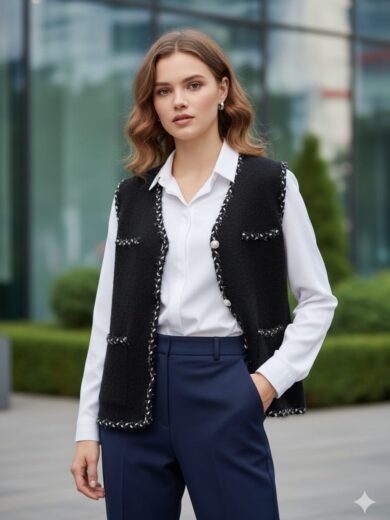 Gilet élégance style vintage noir