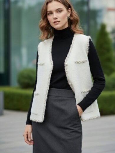 Gilet élégance style vintage blanc