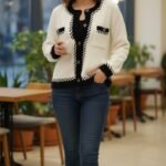 Cardigan blanc femme style chanel