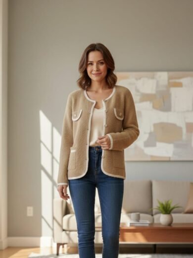 Cardigan duveteux beige