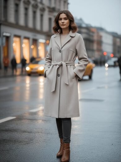 Manteau Beige Long en Laine Cachemire