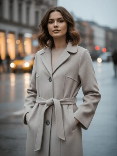 Manteau Beige Long en Laine Cachemire