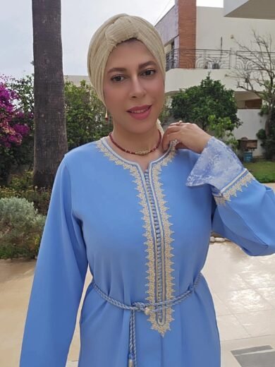 caftan en crêpe de soie premium avec Zwaak Maâlem et ceinture en soie