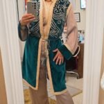 Combinaison Lamé avec Gilet Velours Brodé